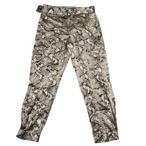 Banana Republic Snakeskin Print 100% Silk‎ Belted Cargo Pants Womens Size 2